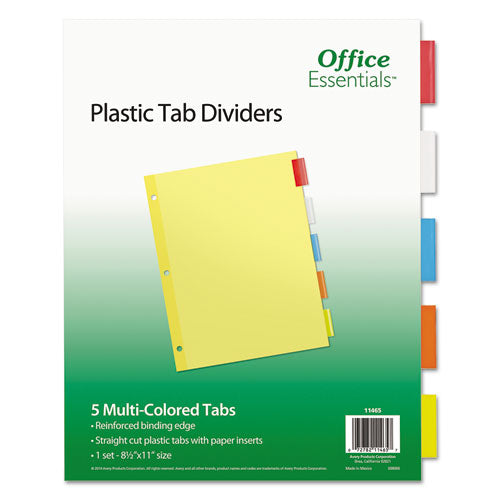 Plastic Insertable Dividers, 5-tab, 11 X 8.5, Assorted Tabs, 1 Set