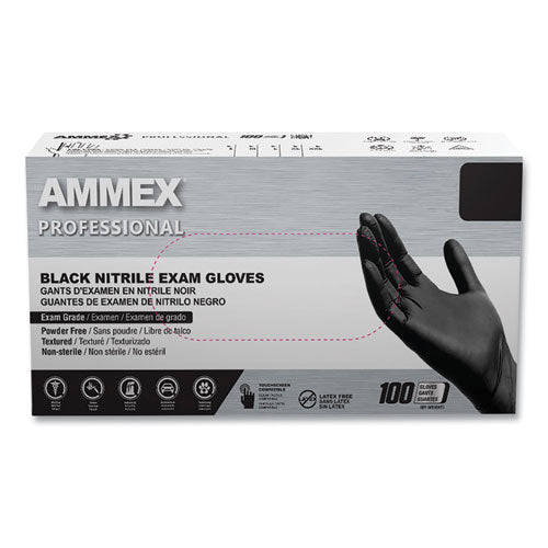 Nitrile Exam Gloves, Powder-free, 3 Mil, X-large, Black, 100/box, 10 Boxes/carton
