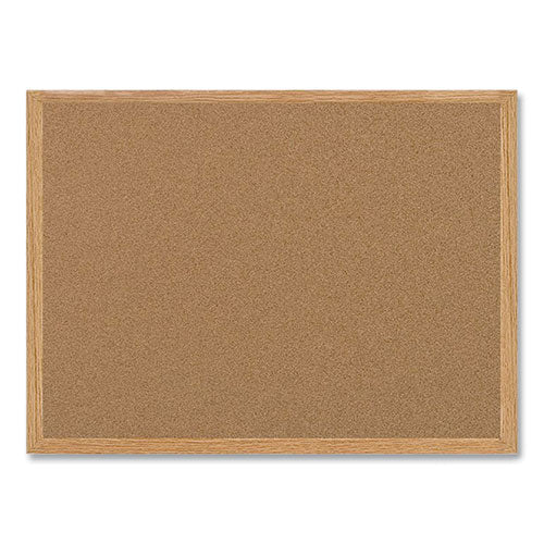 Earth Cork Board, 48 X 36, Tan Surface, Oak Wood Frame