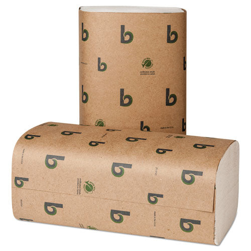 Boardwalk Green Single-fold Towels, 1-ply, 9.13 X 10.25, Natural White, 250/pack, 16 Packs/carton