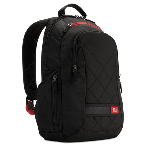 Diamond Backpack, Fits Devices Up To 14.1", Polyester, 6.3 X 13.4 X 17.3, Black.