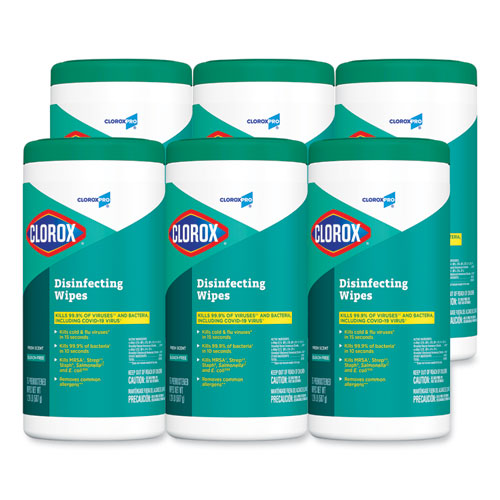 Disinfecting Wipes, 1-ply, Fresh Scent, 7 X 8, White, 75/canister, 6 Canisters/carton