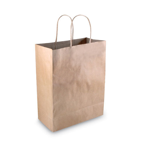 Premium Shopping Bag, Natural Twisted-paper Handles, 8" X 4" X 10.25", Brown, 50/box.