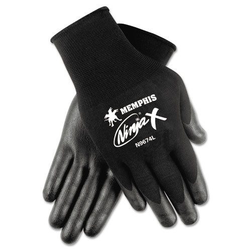 Ninja X Bi-polymer Coated Gloves, Large, Black, Pair