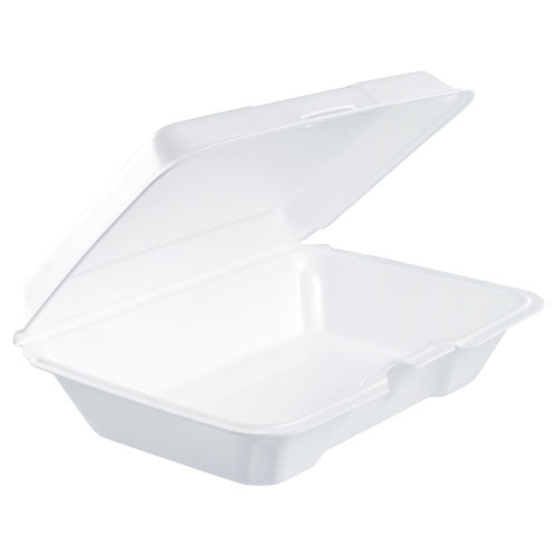 Foam Hinged Lid Containers, 6.4 X 9.3 X 2.6, White, 200/carton