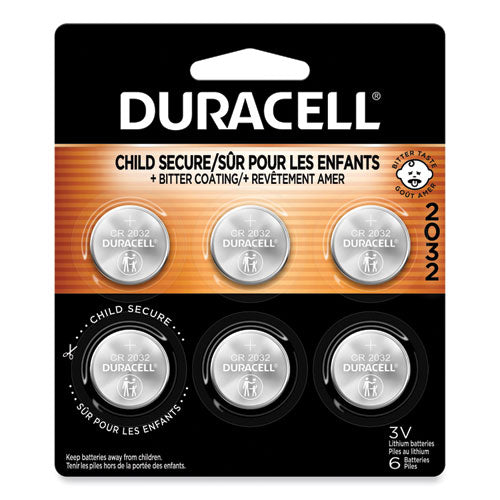 Lithium Coin Batteries With Bitterant, 2032, 6/pack