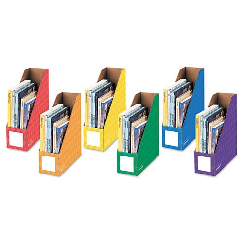 Extra-wide Cardboard Magazine File, 4.25 X 11.38 X 12.88, Assorted, 6/pack.