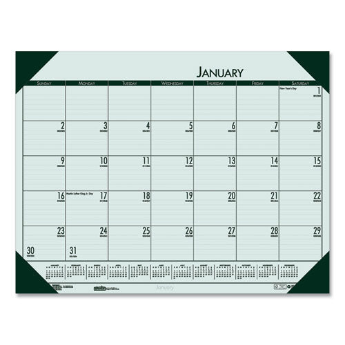Ecotones Recycled Monthly Desk Pad Calendar, 22 X 17, Green-tint/woodland Green Sheets/corners, 12-month (jan To Dec): 2024