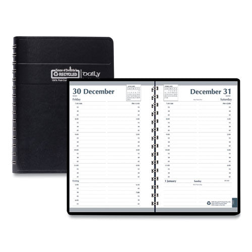 Memo Size Daily Appointment Book With 15-minute Schedule, 8 X 5, Black Cover, 12-month (jan To Dec): 2024