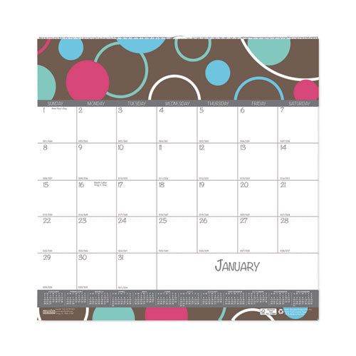 Recycled Bubbleluxe Wall Calendar, Bubbleluxe Artwork, 12 X 12, White/multicolor Sheets, 12-month (jan To Dec): 2024