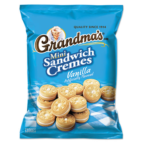 Mini Vanilla Creme Sandwich Cookies, 3.71 Oz, 24/carton.