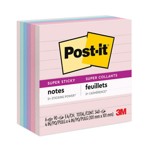 Recycled Notes In Wanderlust Pastels Collection Colors, Note Ruled, 4" X 4", 90 Sheets/pad, 6 Pads/pack