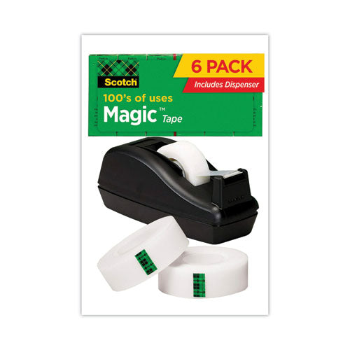 Magic Tape Desktop Dispenser Value Pack, 1" Core, 0.75" X 83.33 Ft, Clear.