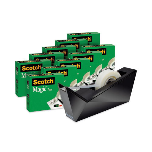 Magic Tape Desktop Dispenser Value Pack, 1" Core, 0.75" X 83.33 Ft, Clear, 10/pack