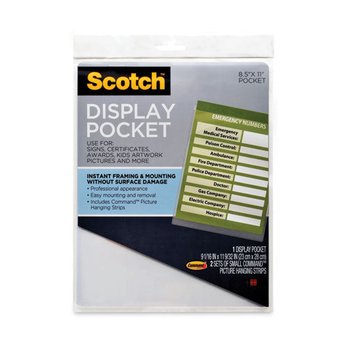Display Pocket, Removable Interlocking Fasteners, Plastic, 8.5 X 11, Clear