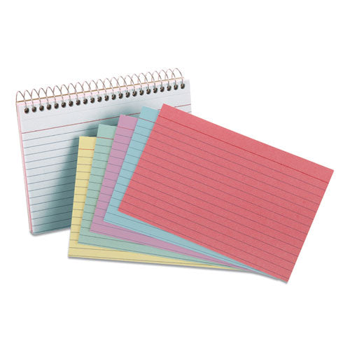 Spiral Index Cards, Ruled, 4 X 6, Assorted, 50/pack.