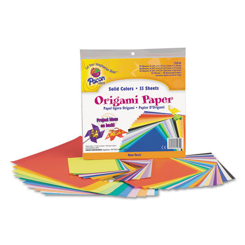 Origami Paper, 30 Lb Bond Weight, 9.75 X 9.75, Assorted Bright Colors, 55/pack