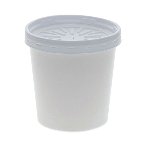 Paper Round Food Container And Lid Combo, 16 Oz, 3.75" Diameter X 3.88h", White, 250/carton