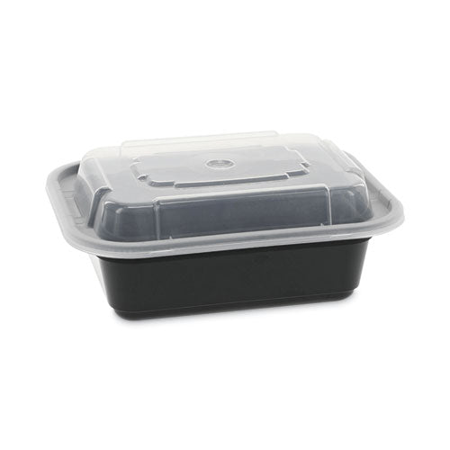 Newspring Versatainer Microwavable Containers, 12 Oz, 4.5 X 5.5 X 1.75, Black/clear, Plastic, 150/carton