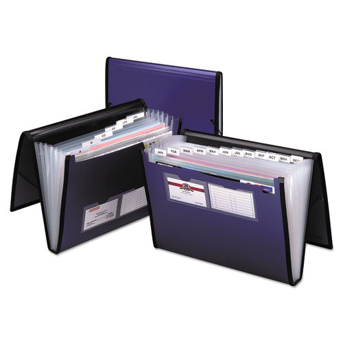 Professional Expanding Organizer, 7 Sections, Elastic Cord Closure, 1/6-cut Tabs, Letter Size, Blue