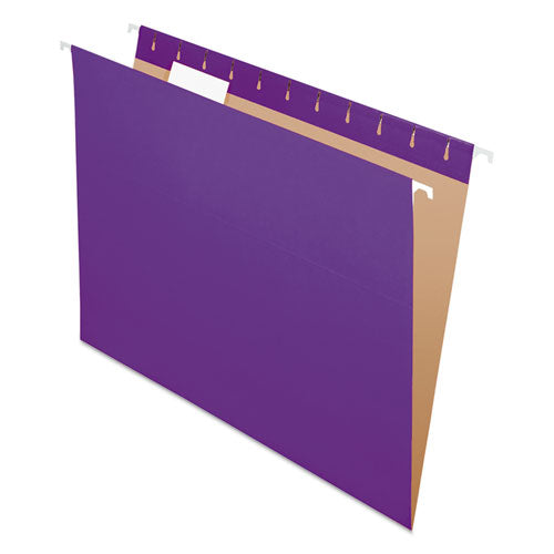 Colored Hanging Folders, Letter Size, 1/5-cut Tabs, Violet, 25/box