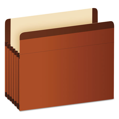 Premium Reinforced Expanding File Pockets, 5.25" Expansion, Legal Size, Red Fiber, 5/box.