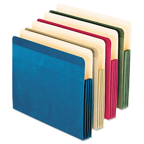 Recycled Colored File Pocket, 3.5" Expansion, Letter Size, Assorted Colors, 4/pack