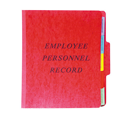Vertical-style Personnel Folders, 2" Expansion, 5 Dividers, 2 Fasteners, Letter Size, Red Exterior