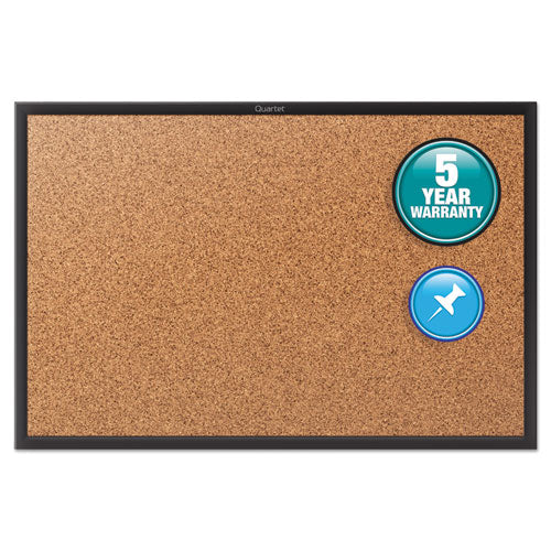 Classic Series Cork Bulletin Board, 24 X 18, Tan Surface, Black Aluminum Frame