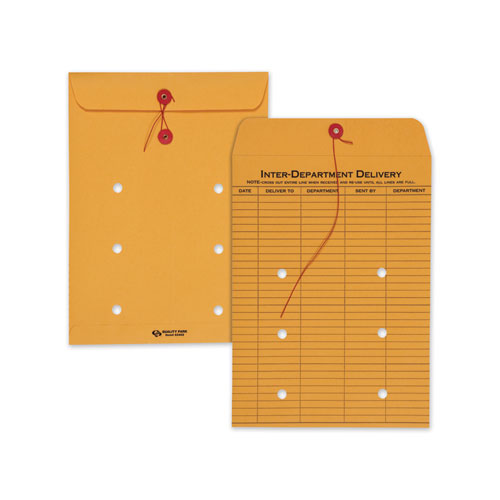 Brown Kraft String/button Interoffice Envelope, #90, One-sided Five-column Format,31-entries, 9 X 12, Brown Kraft, 100/ct