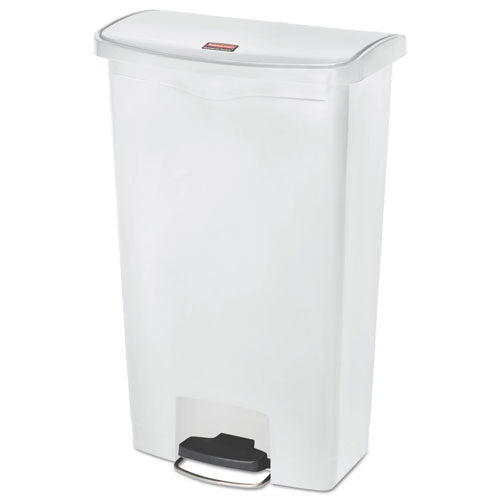Streamline Resin Step-on Container, Front Step Style, 18 Gal, Polyethylene, White