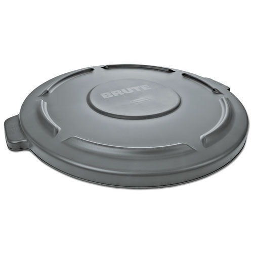 Brute Self-draining Flat Top Lids For 55 Gal Round Brute Containers, 26.75" Diameter, Gray