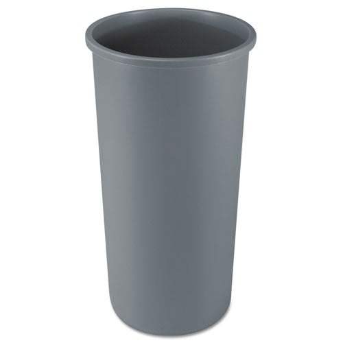 Untouchable Large Plastic Round Waste Receptacle, 22 Gal, Plastic, Gray