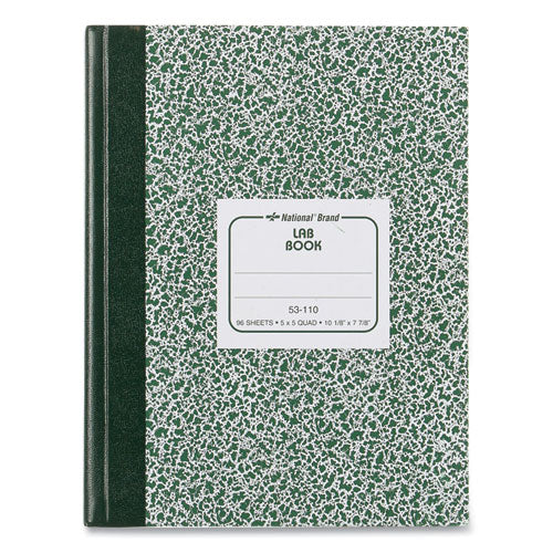 Lab Notebook, Quadrille Rule (5 Sq/in), Green Marble Cover, (96) 10.13 X 7.88 Sheets.