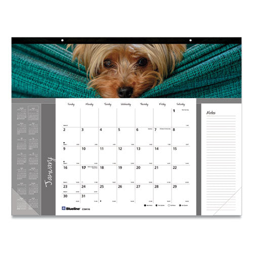 Pets Collection Monthly Desk Pad, Puppies Photography, 22 X 17, Black Binding, Clear Corners, 12-month (jan To Dec): 2024