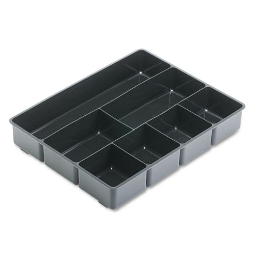 Extra Deep Desk Drawer Director Tray, Seven Compartments, 11.88 X 15 X 2.5, Plastic, Black