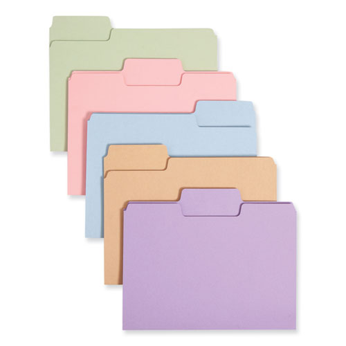 Supertab Colored File Folders, 1/3-cut Tabs: Assorted, Letter Size, 0.75" Expansion, 11-pt Stock, Color Assortment 2, 100/box