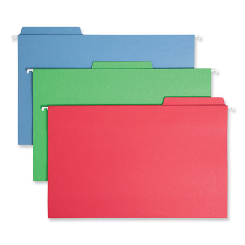 Fastab Hanging Folders, Legal Size, 1/3-cut Tabs, Assorted Colors, 18/box