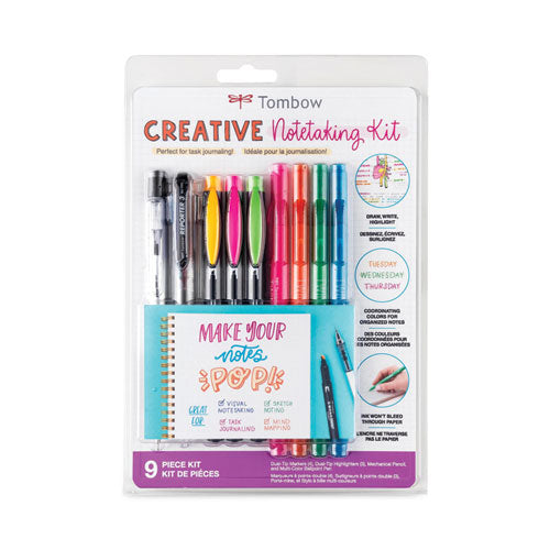 Creative Notetaking Kit, 0.7mm Ballpoint Pen, 0.5mm Hb Pencil, (4) Bullet/chisel Tip Markers,(3) Chisel/fine Tip Highlighters