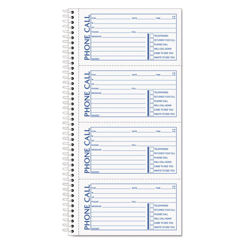 Second Nature Phone Call Book, Two-part Carbonless, 5 X 2.75, 4 Forms/sheet, 400 Forms Total
