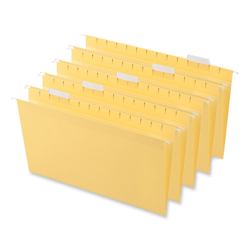 Deluxe Bright Color Hanging File Folders, Legal Size, 1/5-cut Tabs, Yellow, 25/box