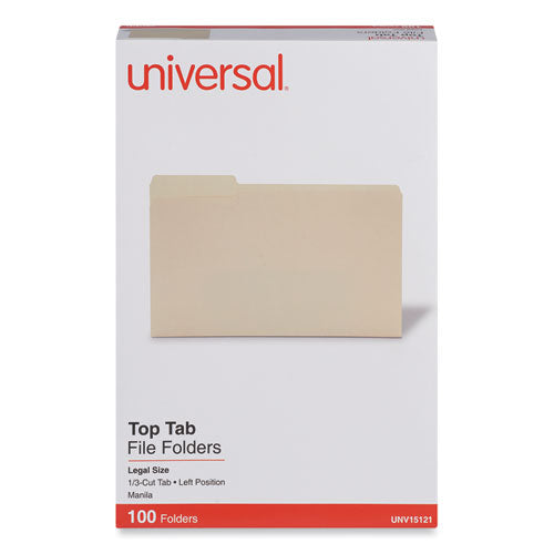 Top Tab File Folders, 1/3-cut Tabs: Left Position, Legal Size, 0.75" Expansion, Manila, 100/box