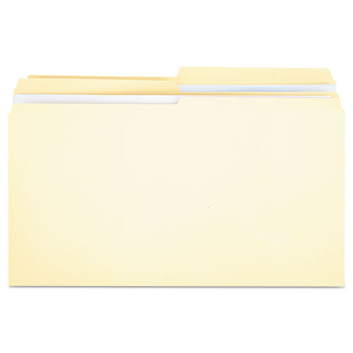 Double-ply Top Tab Manila File Folders, 1/2-cut Tabs: Assorted, Legal Size, 0.75" Expansion, Manila, 100/box