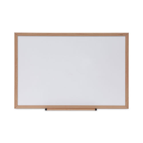 Deluxe Melamine Dry Erase Board, 36 X 24, Melamine White Surface, Oak Fiberboard Frame.