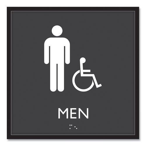 Ada Sign, Men Accessible, Plastic, 8 X 8, Clear/white