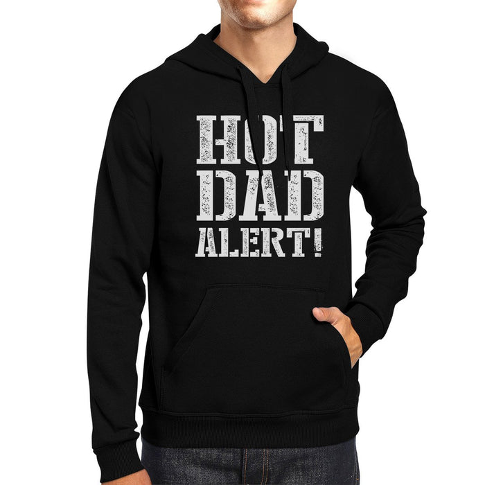 Hot Dad Alert Unisex Black Graphic Hoodie Cute Gifts For Him