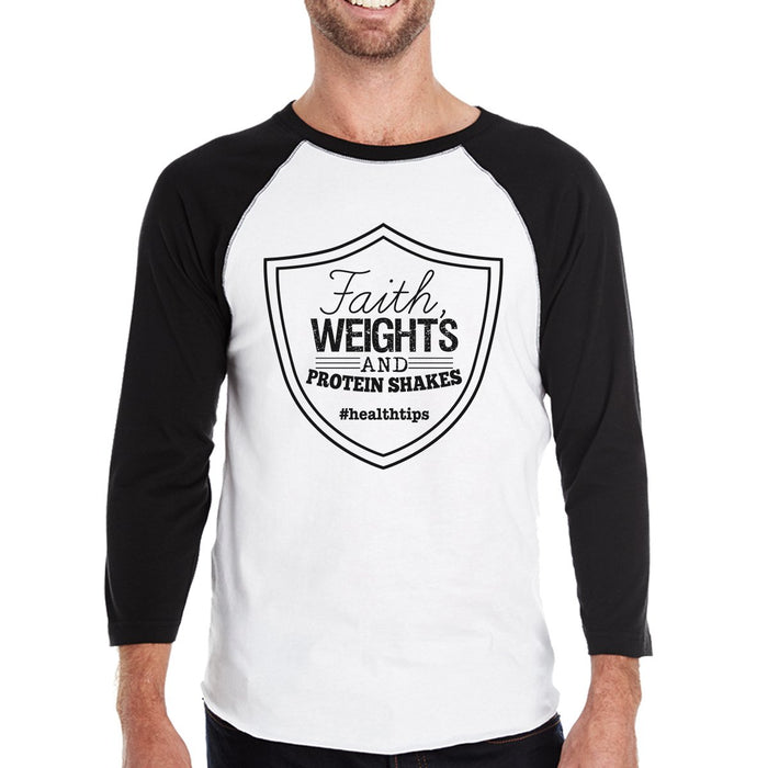 Faith Weights Mens Baseball Shirt Funny Graphic Baseball Tshirt