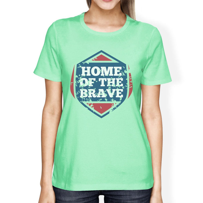 Home Of The Brave American Flag Shirt Womens Mint Cotton T-Shirt
