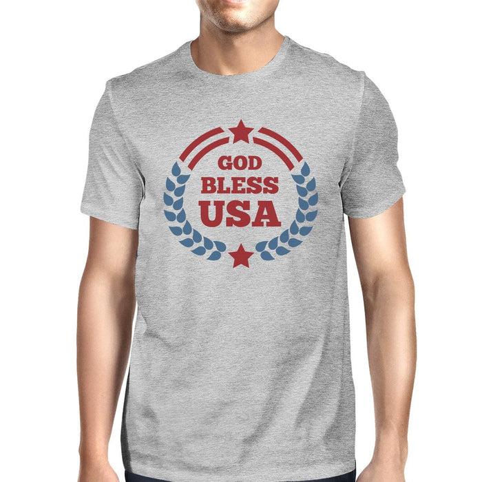 God Bless USA American Flag Shirt Mens Grey 4th Of July Tee Shirt