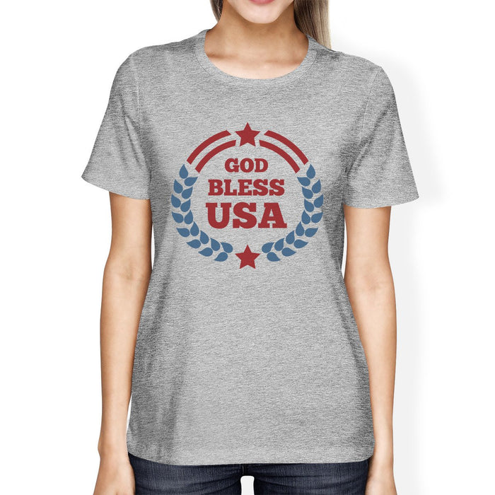 God Bless USA American Flag Shirt Womens Grey 4th Of July T Shirt